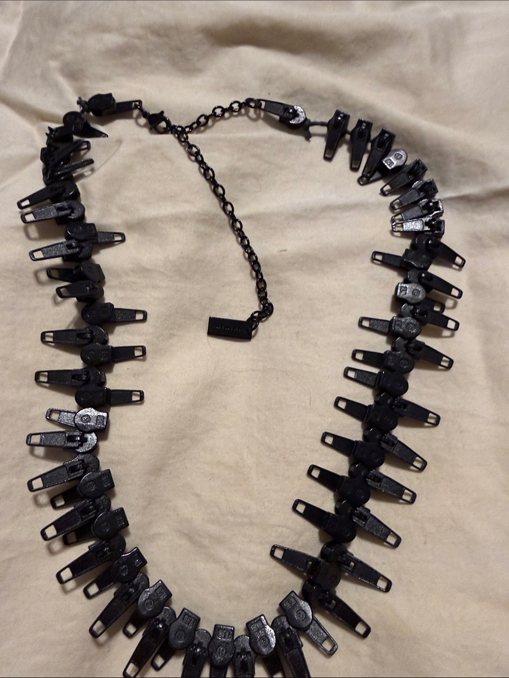 Black Statement Zipper-Link Necklace